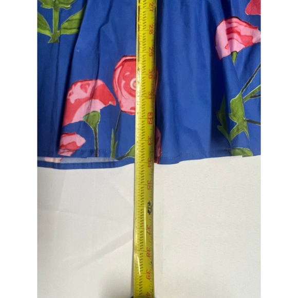 Entro Blue Pink Floral Puff Sleeve Ruffle Drop Waist Mini Dress S Cottagecore - Picture 7 of 15